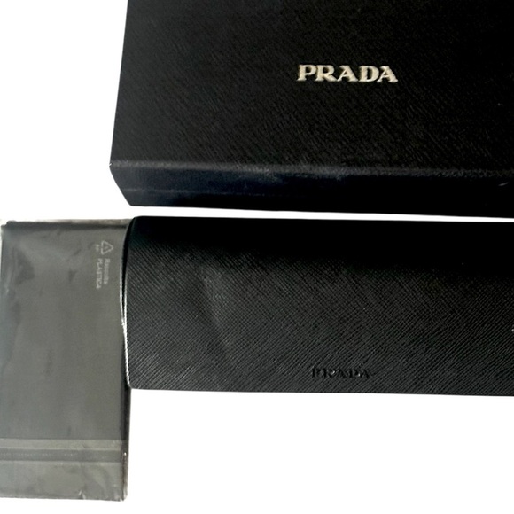 Prada Luxury Designer Black Eyeglass Case In Original Prada Box Unopened Cloth - Picture 10 of 10